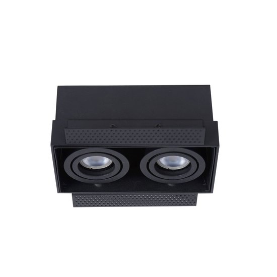 Black double trimless recessed spot 2xGU10 to plaster