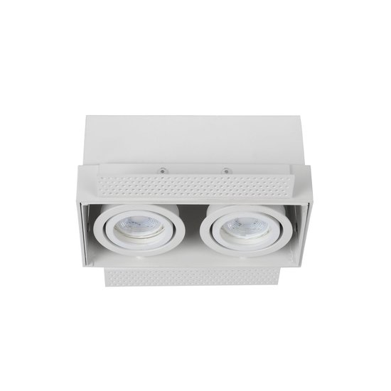 Witte dubbele trimless inbouwspot 2xGU10 in te pleisteren