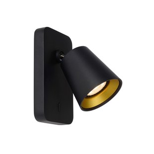 Graceful simple black wall spotlight dim. GU10 5W 2200 to 3000K