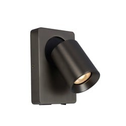 Schlanker Wandspot in reinem Design, Stahl, LED Dimmbar, GU10, 5 W, 3000 K, USB, Schwarz