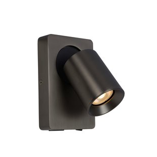 Strakke wandspot puur design staal LED Dimb GU10 5W 3000K USB zwart