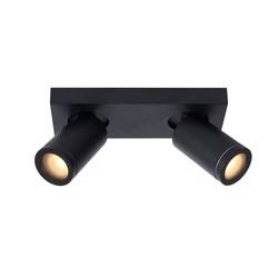 Práctico foco de techo cilíndrico moderno negro LED DIM GU10 5W 2200K/3000K IP44