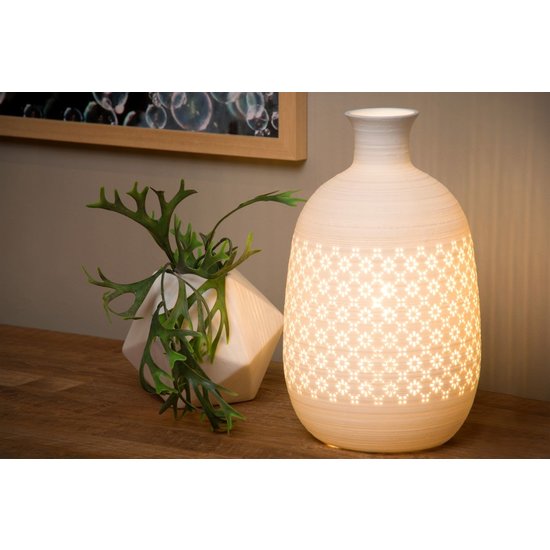 Wit authentieke retro look tafellamp 15,4 cm E14