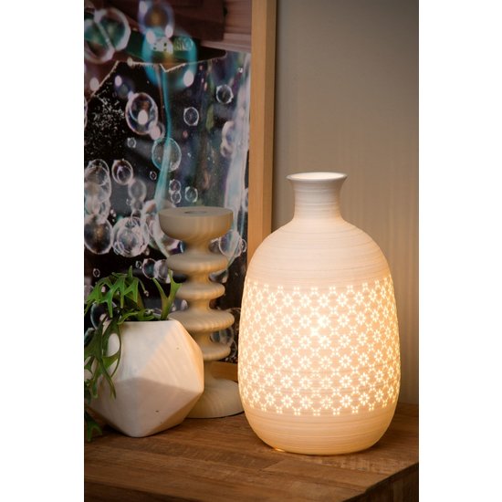 Wit authentieke retro look tafellamp 15,4 cm E14