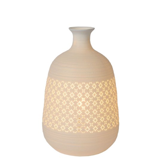 Authentische weiße Tischlampe im Retro-Look 18,6 cm E14