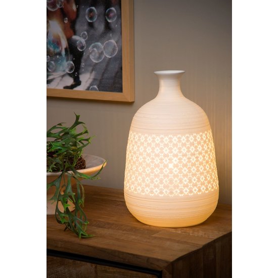 Authentische weiße Tischlampe im Retro-Look 18,6 cm E14