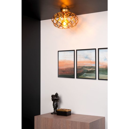 Plafón industrial ocupado elegante 30 cm E27 oro mate/latón