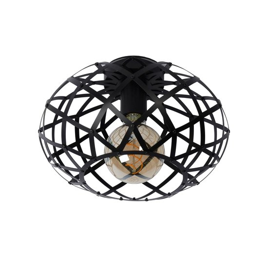 Zwarte industriële, druk, strakke plafondlamp 30 cm E27
