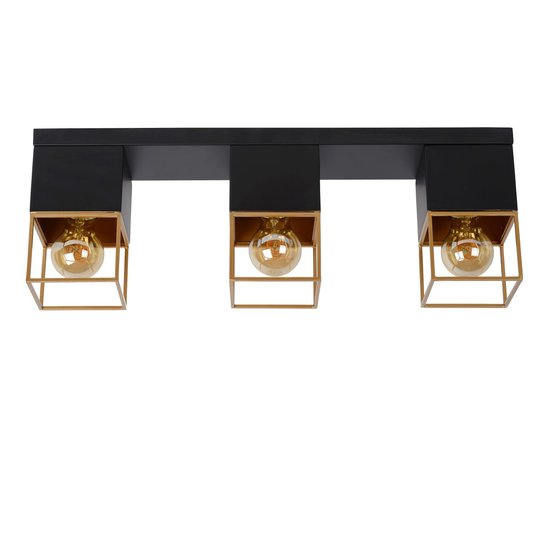 Zwart elegante subtiele plafondlamp per 3 x E27