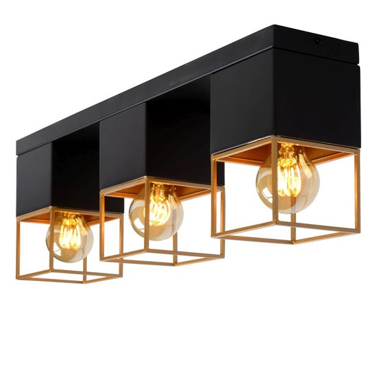 Zwart elegante subtiele plafondlamp per 3 x E27