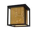 Ceiling lamp E27 black with brass inner cage