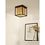 Ceiling lamp E27 black with brass inner cage