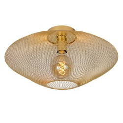 Bolvormige mat goud/messing vintage plafondlamp 45 cm E27