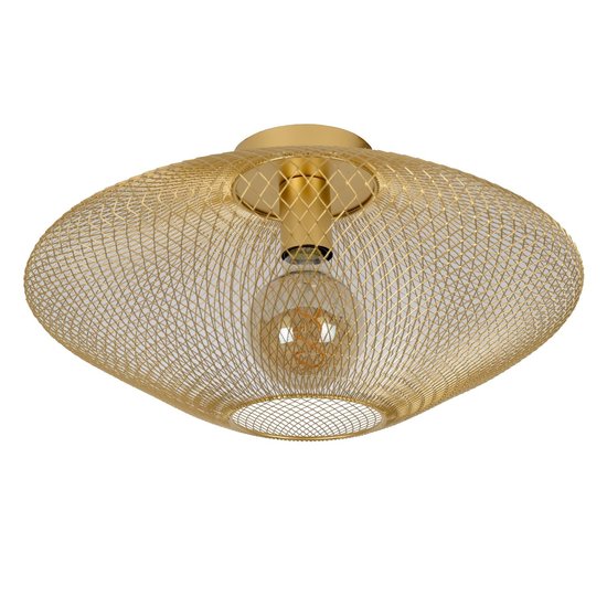 Kugelförmige Vintage-Deckenlampe in mattem Gold/Messing 45 cm E27
