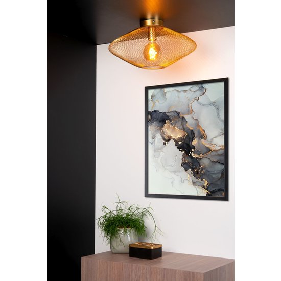 Kugelförmige Vintage-Deckenlampe in mattem Gold/Messing 45 cm E27