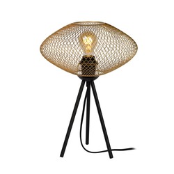 Lámpara de mesa vintage cilíndrica 30 cm E27 oro mate/latón