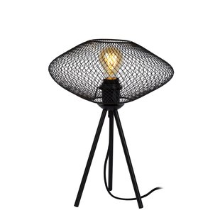 Lámpara de mesa vintage cilíndrica negra 30 cm E27