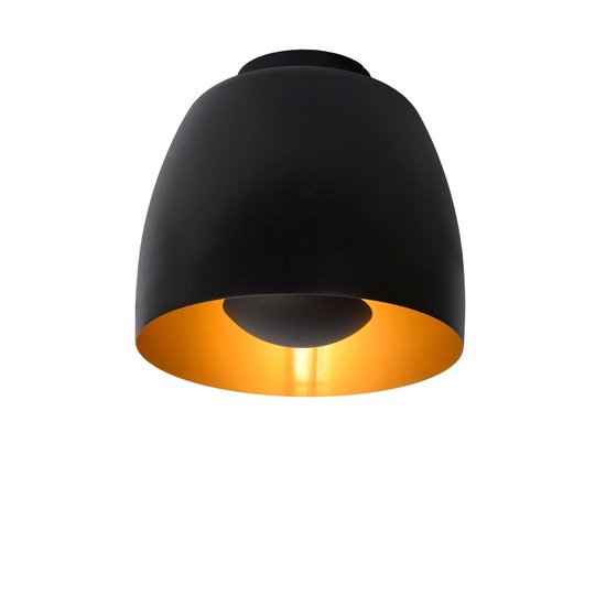 Sutil lámpara de techo en forma de campana negra 24 cm E27