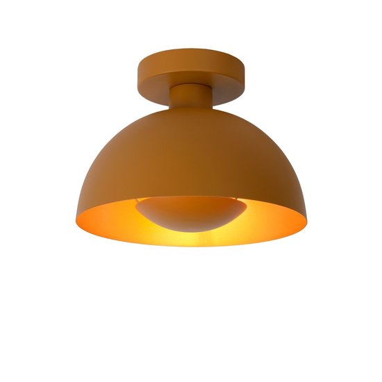 Okergele plafondlamp met tikkeltje retro vleugje modern 25 cm E27
