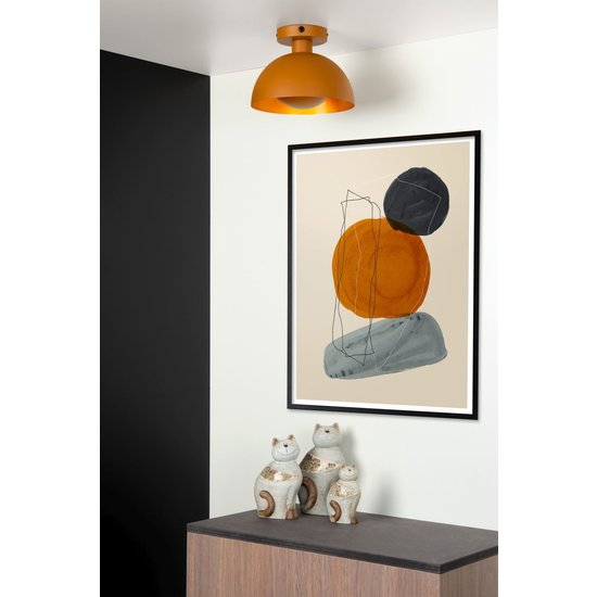 Okergele plafondlamp met tikkeltje retro vleugje modern 25 cm E27