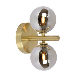 Retro wall lamp classy 2-sphere matt gold/brass G9