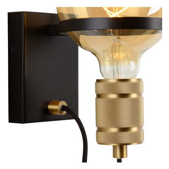 Elegante aplique de pared simple clásico negro 17,7 cm E27