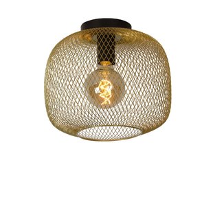 Kugelförmige Vintage-Deckenlampe aus mattem Gold/Messing 30 cm E27