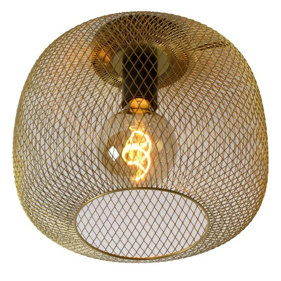 Vintage spherical matte gold/brass ceiling lamp 30 cm E27