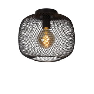 Bolvormig zwarte vintage plafondlamp 30 cm E27