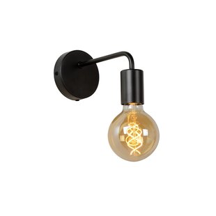 Eenvoudig  wandlamp E27 zwart