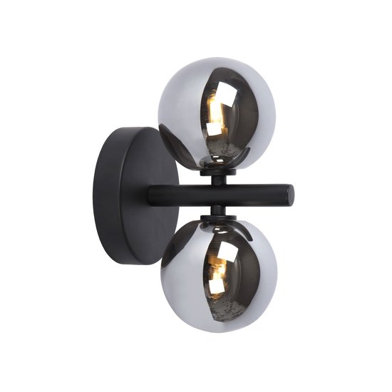 Retro, classy black 2-sphere wall lamp G9