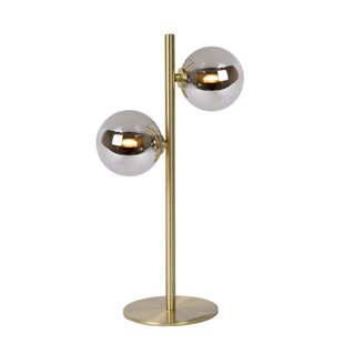 Retro table lamp, classy 2-sphere matt gold/brass G9