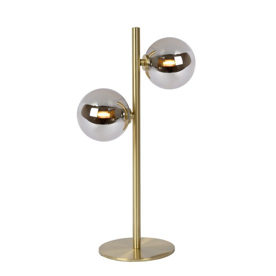 Retro-Tischleuchte, edle 2-Kugel matt gold/Messing G9