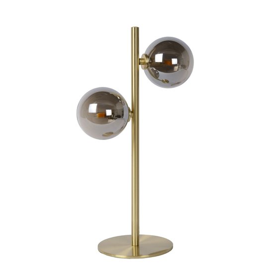 Retro-Tischleuchte, edle 2-Kugel matt gold/Messing G9