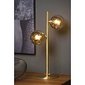 Retro-Tischleuchte, edle 2-Kugel matt gold/Messing G9
