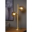 Retro table lamp, classy 2-sphere matt gold/brass G9