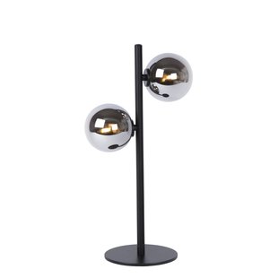 Lampe de table rétro noire, chic 2 sphères G9