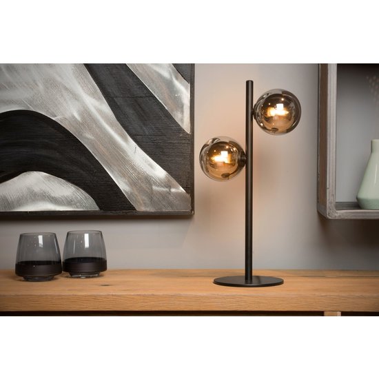 Schwarze Retro-Tischlampe, edle 2-Kugel-G9-Leuchte