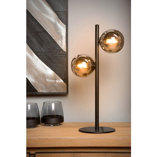 Black retro table lamp, classy 2-sphere G9