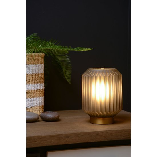 Mattgraue nostalgische und stilvolle Tischleuchte 13 cm E14