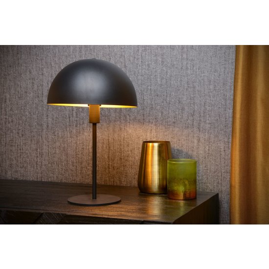 Lampe à poser noire avec une touche de rétro et une touche de moderne 25 cm E14