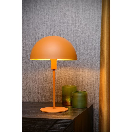 Lámpara de mesa amarillo ocre con un toque retro y un toque moderno 25 cm E14
