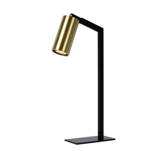 Table lamp black and gold with GU10 spot adjustable