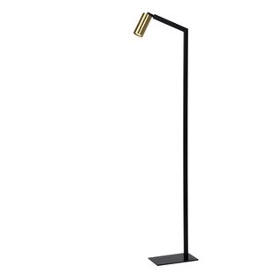 Lámpara de pie orientable negra y latón con foco GU10