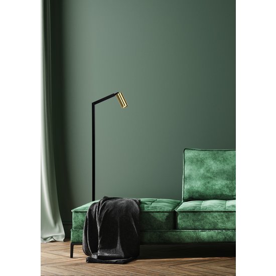 Adjustable black and brass floor lamp with spot GU10