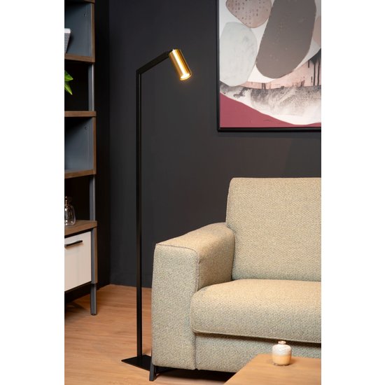 Adjustable black and brass floor lamp with spot GU10