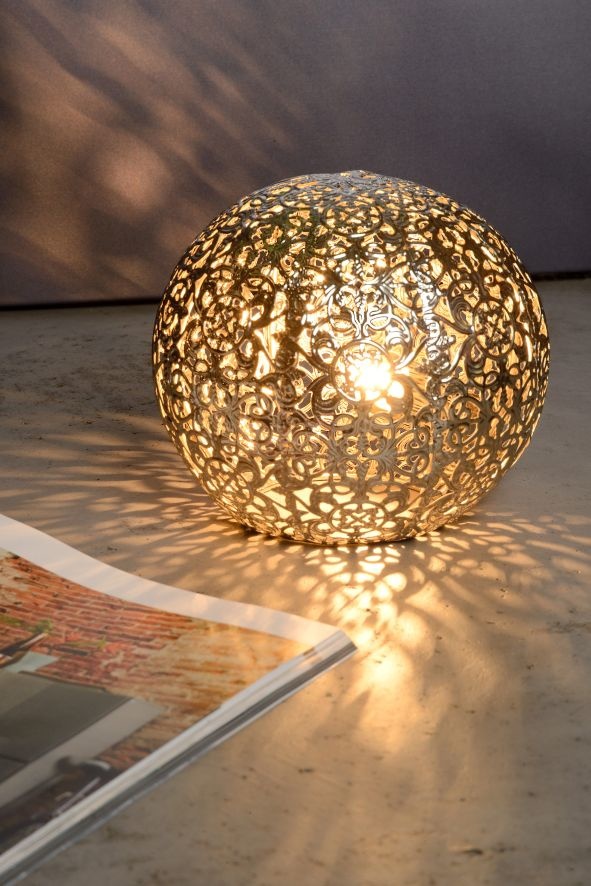 Lampe de table élégante gracieusement sphérique 14,5 cm G9 argent