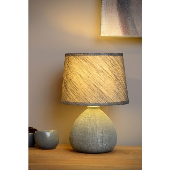 Lampe à poser simple et champêtre grise 18 cm E14