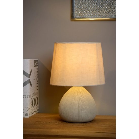 Schlichte und ländliche beige Tischlampe 18 cm E14