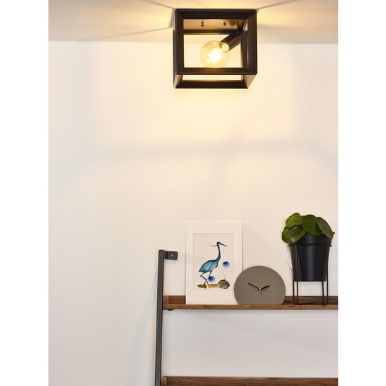 Industrial cube gray metal ceiling lamp E27